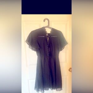 SHEIN Black Babydoll Mini Dress Flutter Sleeve